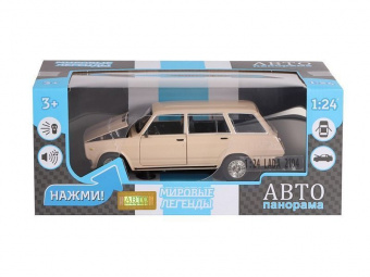 Машина АВТОПАНОРАМА ВАЗ 2104, бежевый, 1/24, инерция, в/к 24,5*12,5*10,5 см