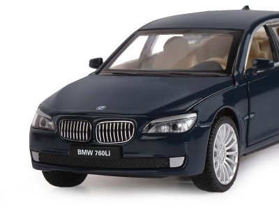 Машина ''АВТОПАНОРАМА'' BMW 760LI, синий, 1/34, свет, звук, инерция, в/к 17,5*13,5*9 см