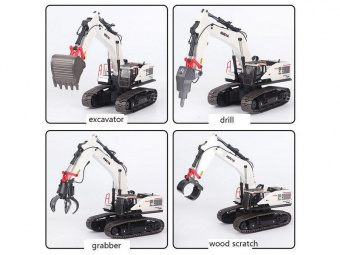 Радиоуправляемый экскаватор HUI NA TOYS, белый 2.4G 22CH 1/14 RTR