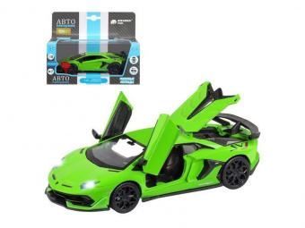 Машина АВТОПАНОРАМА Lamborghini SVJ, 1/32, зеленый, откр. двери, свет, звук, в/к 17,5*12,5*6,5 см