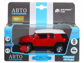 Машина ''АВТОПАНОРАМА'' Toyota FJ Cruiser, красный, 1/32, свет, звук, инерция, в/к 17,5*13,5*9 см