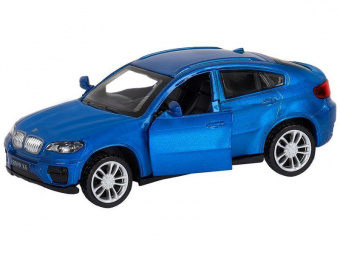 Машина АВТОПАНОРАМА BMW X6, 1/43, синий, инерция, откр. двери, в/к 17,5*12,5*6,5 см