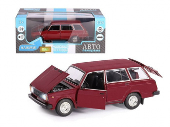 Машина ''АВТОПАНОРАМА'' ВАЗ 2104, 1/24, бордовый, инерция, в/к  24,5x12,5x10,5 см