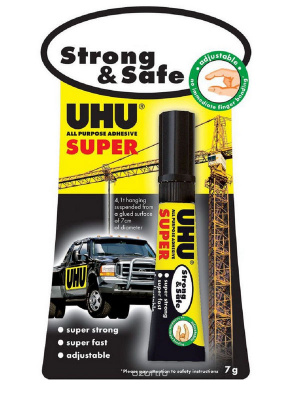 Клей универсальный секундный UHU Super Strong & Safe, 7 г, блистер