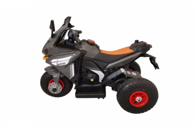 Электромотоцикл детский трицикл (2 мотора, надувные колеса) Серый