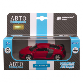 Машина АВТОПАНОРАМА Audi R8 GT, красный, 1/43, инерция, откр. двери, в/к 17,5*12,5*6,5 см