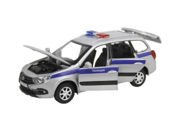 Машина ''АВТОПАНОРАМА'' LADA GRANTA CROSS Полиция, серебро, 1/24, свет, звук, в/к 24,5*12,5*10,5 см