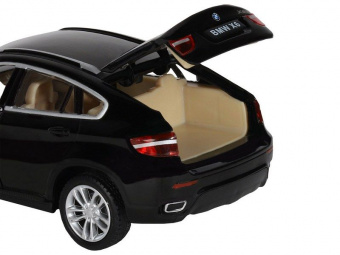 Машина АВТОПАНОРАМА BMW X6, черный, 1/32, свет, звук, инерция, в/к 17,5*13,5*9 см