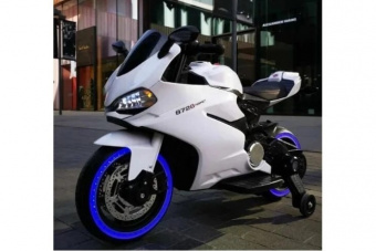 Детский электромотоцикл Ducati со светящимися колесами Белый