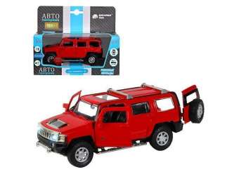 Машина ''АВТОПАНОРАМА'' Hummer H3, красный, 1/32, свет, звук, инерция, в/к 17,5*13,5*9 см