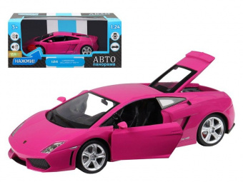 Машина ''АВТОПАНОРАМА'' Lamborghini Gallardo, розовый, 1/24, свет, звук, в/к 24,5*12,5*10,5 см