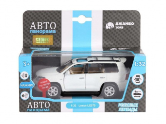 Машина ''АВТОПАНОРАМА'' Lexus LX570, белый, 1/32, свет, звук, инерция, в/к 17,5*13,5*9 см