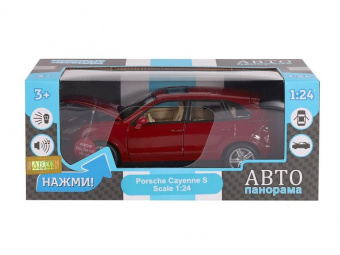 Машина ''АВТОПАНОРАМА'' Porsche Cayenne S, бордовый, 1/24, в/к 24,5*12,5*10,5 см