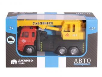Машина ''АВТОПАНОРАМА'' Кран, красный, 1/54, инерция, в/к 16,5*6,4*9 см
