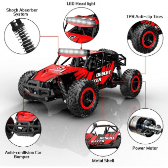 Радиоуправляемый внедорожник Volantex RC Desert King красный 4WD 2.4G 1/16 RTR