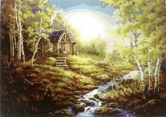 Домик в лесу. Картина по номерам 40х50