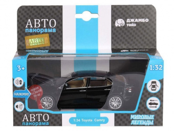 Машина АВТОПАНОРАМА Toyota Camry, черный, 1/32, свет, звук, инерция, в/к 17,5*13,5*9 см