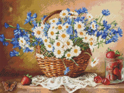 Картина мозаикой 40х50 БУЗИН. РОМАШКОВОЕ НАСТРОЕНИЕ (квадр. эл-ты) (39 цветов)