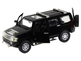 Машина ''АВТОПАНОРАМА'' Hummer H3, черный, 1/32, свет, звук, инерция, в/к 17,5*13,5*9 см