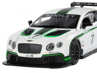 Машина ''АВТОПАНОРАМА'' Bentley Continental GT3, белый, 1/32, свет, звук, инерция, в/к 17,5*13,5*9 см