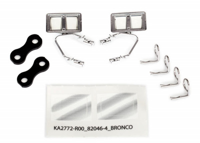 Mirrors, side, chrome (left and right): retainers (2): body clips (4) (fits #8010 body)