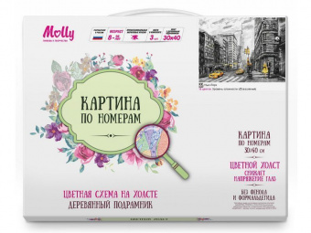 Картина по номерам с цветной схемой на холсте 30х40 НЬЮ-ЙОРК (15 цветов)