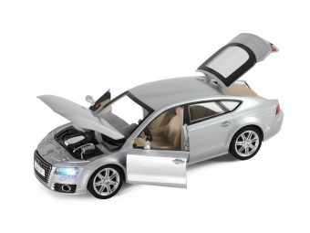 Машина ''АВТОПАНОРАМА'' Audi A7, серебряный, 1/24, свет, звук, в/к 24,5*12,5*10,5 см