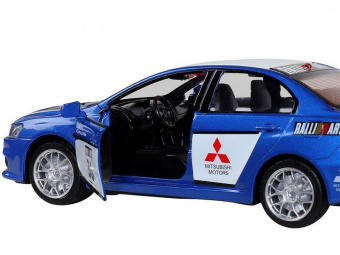 Машина АВТОПАНОРАМА Mitsubishi Lancer Evolution, 1/32, синий, свет, звук, в/к 18*9*13,5 см