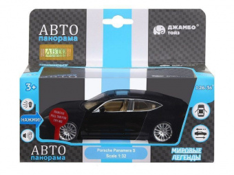 Машина ''АВТОПАНОРАМА'' Porsche Panamera S, черный, 1/32, свет, звук, инерция, в/к 17,5*13,5*9 см