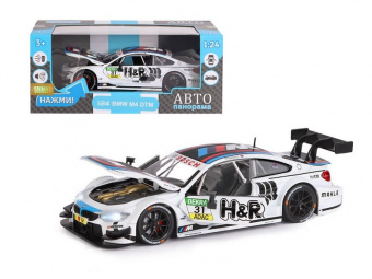 Машина ''АВТОПАНОРАМА'' BMW M4, белый, 1/24, свет, звук, в/к 24,5*12,5*10,5 см
