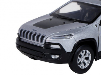 Машина АВТОПАНОРАМА Jeep  Cherokee, 1/32, серебряный, инерция, свет, звук, в/к 17,5*13,5*9 см