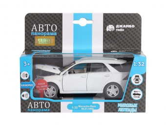 Машина ''АВТОПАНОРАМА'' Mercedes-Benz ML63 AMG, белый, 1/32, свет, звук, инерция, в/к 17,5*13,5*9 см
