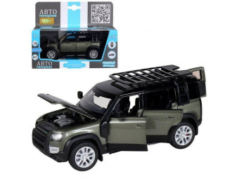 Машина АВТОПАНОРАМА Land Rover Defender 110, 1/32, зеленый, свет, звук, в/к 17,5*13,5*9 см