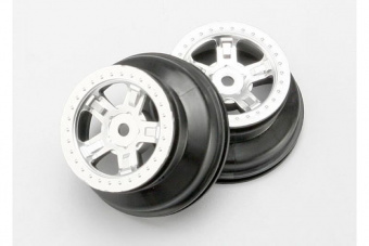 Wheels, SCT satin chrome, beadlock style, dual profile (1.8'' inner, 1.4'' outer