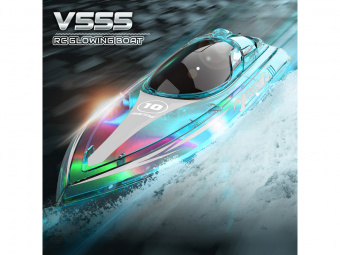 Радиоуправляемый катер Flytec V555 (зеленый) с подсветкой 2.4G RTR