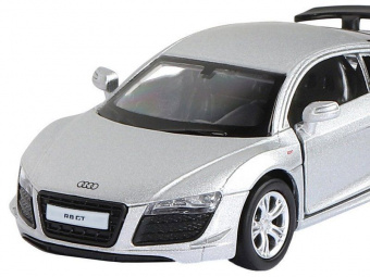 Машина ''АВТОПАНОРАМА'' Audi R8 GT, серебро, 1/43, инерция, в/к 17,5*12,5*6,5 см