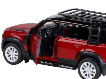 Машина АВТОПАНОРАМА Land Rover Defender 110, 1/32, красный, свет, звук, в/к 17,5*13,5*9 см