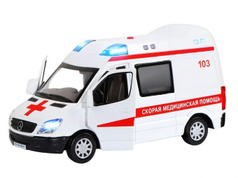 Машина АВТОПАНОРАМА Mercedes Sprinter Скорая помощь, белый, 1/32, в/к 18*9*13,5 см