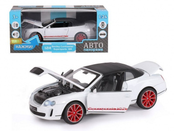 Машина ''АВТОПАНОРАМА'' Bentley Continental Supersports ISR, белый, 1/24, в/к 24,5*12,5*10,5 см