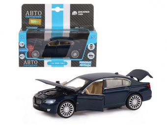 Машина ''АВТОПАНОРАМА'' BMW 760LI, синий, 1/34, свет, звук, инерция, в/к 17,5*13,5*9 см