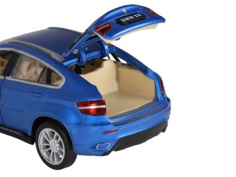 Машина АВТОПАНОРАМА BMW X6, синий, 1/32, свет, звук, инерция, в/к 17,5*13,5*9 см