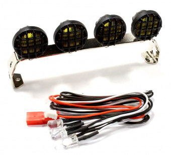 Realistic Roof Top Spot LED (4) Light Set 107mm Wide for 1/10 (yellow)