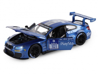 Машина ''АВТОПАНОРАМА'' BMW M6 GT3, синий, 1/24, свет, звук, в/к 24,5*12,5*10,5 см