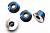 Nuts, aluminum, flanged, serrated (4mm) (blue-anodized) (4)