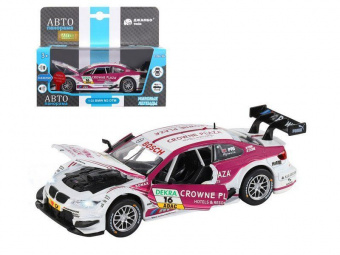 Машина ''АВТОПАНОРАМА'' BMW M3 DTM, белый-розовый, 1/32, свет, звук, инерция, в/к 17,5*13,5*9 см