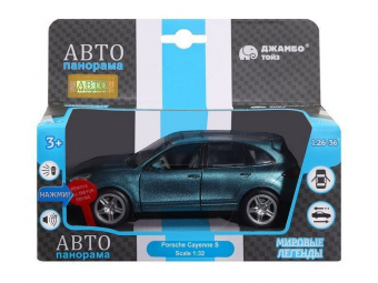 Машина ''АВТОПАНОРАМА'' Porsche Cayenne S, голубой, 1/32, свет, звук, инерция, в/к 17,5*13,5*9 см