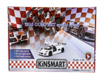 Машина Kinsmart Gumpert Apollo Sport 2010 инерция (1/12шт.) 1:36  б/к