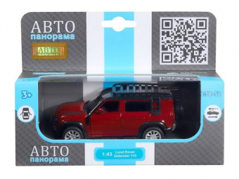 Машина АВТОПАНОРАМА 2020 Land Rover Defender 110, 1/43, красный, в/к 17,5*12,5*6,5 см