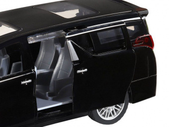Машина АВТОПАНОРАМА Toyota Alphard, 1/29, черный, откр. двери, свет, звук, в/к 20*10*11 см