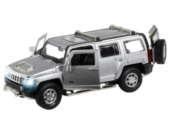 Машина ''АВТОПАНОРАМА'' Hummer H3, серебряный, 1/32, свет, звук, инерция, в/к 17,5*13,5*9 см